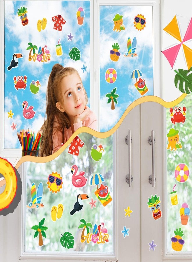 Gilprop 22 Pieces Hawaiian Thick Gel Clings Aloha Window Gels Decals Reusable Tropical Stickers Removable Tiki Flamingo Gel Clings for Windows Refrigerators Luau Party Decorations, 1 Sheet - Image 4